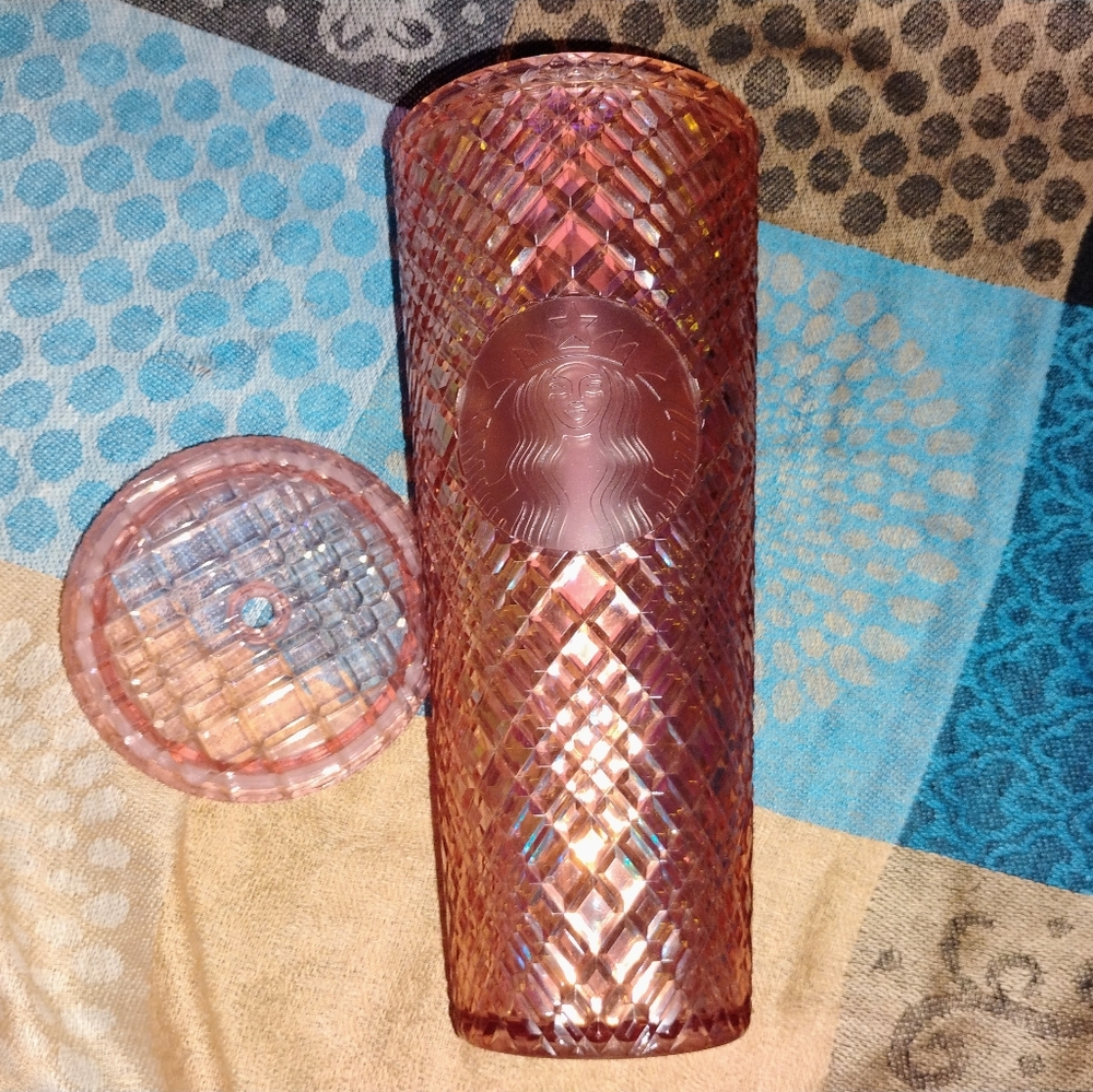 Starbucks 2021 Rose Gold Winter Holiday Jeweled Tumbler Cold Cup 24oz